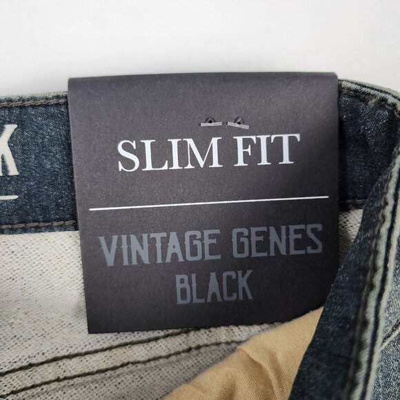 Vintage Genes Black Jeans Mens 30x30 Blue Slim Fit French Terry Denim NWT - Picture 10 of 12